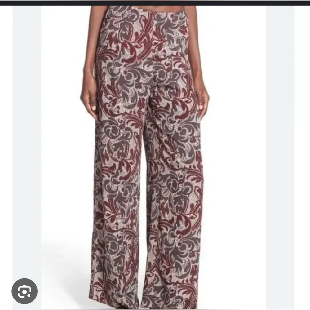 ASTR‎ The Label Red purple  Paisley Palazzo Pants Size XS trouser contemp boho